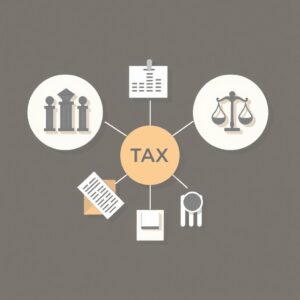 AI illusttration av hur skatt kopplas till juridik och resultat